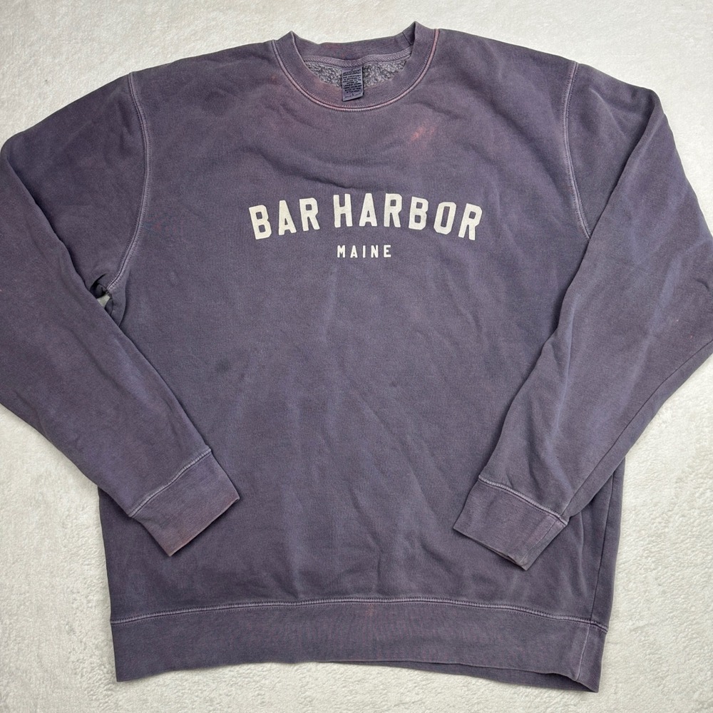 Independent Trading Co Bar Harbor Maine Sweatshirt Purple Garment Dye Large